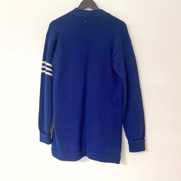 Vintage 60s Honor Made Blue Varsity Letterman Knit Cardigan - Picture 2 of 7